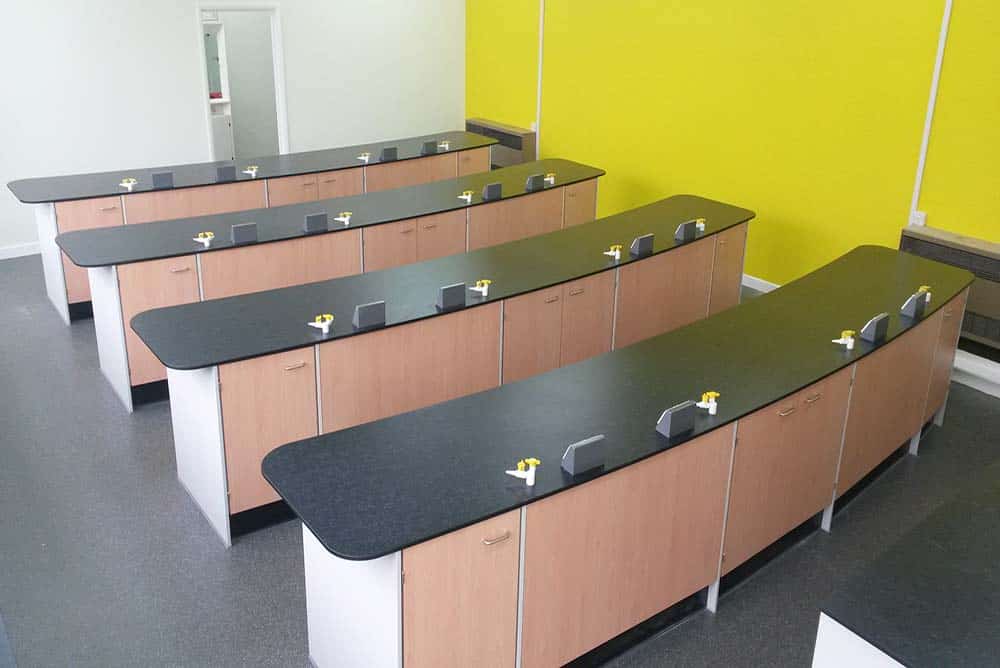 St Joseph's Catholic High School science lab with yellow contrast wall.