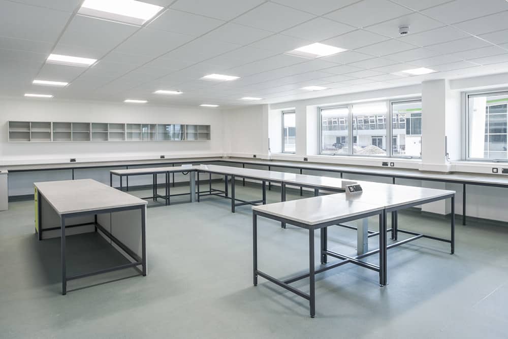 Callywith College science laboratory full classroom.