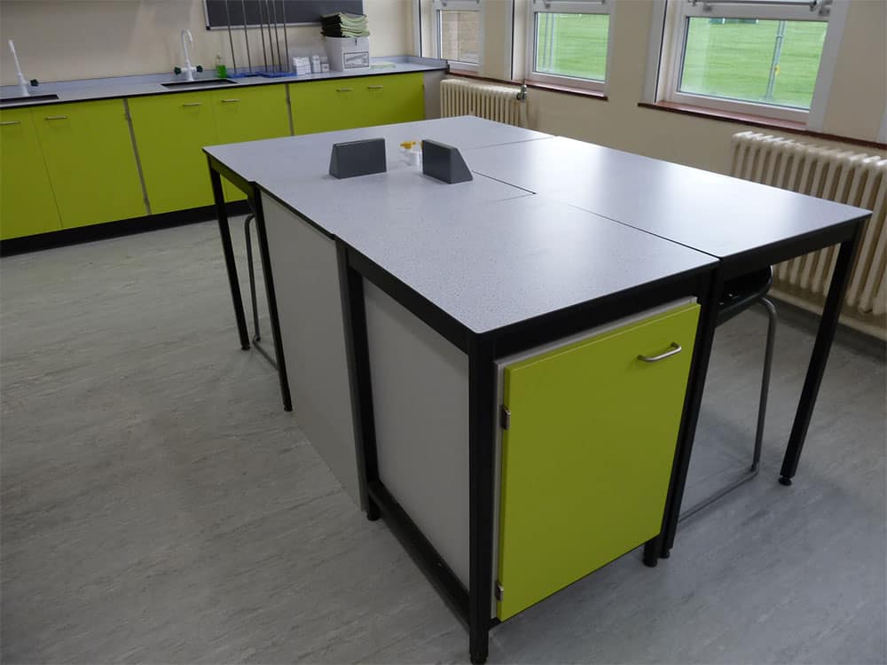 Ryedale School Science Laboratory students work desk.