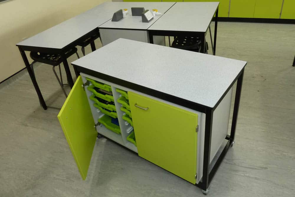 Ryedale School Science Laboratory mobile tray storage unit.