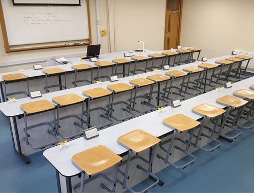 Balcarras School Science Lab benching with students facing the front