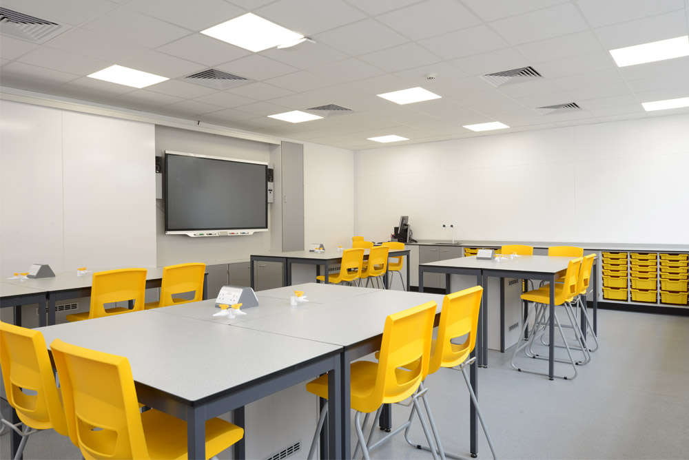 Science laboratory refurbishment with service bollards