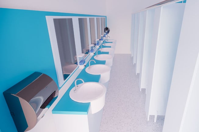 School washroom with hand basins