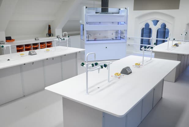 Science laboratory furniture and 360 degree fume cupboard at Tonbridge School, Kent