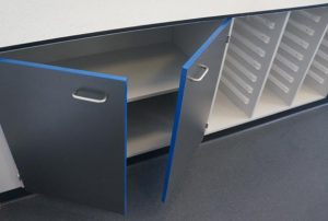 School Science Laboratory Design - Perimeter Benching Contrast Door Edging