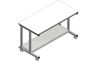 Mobile laboratory table with lower shelf